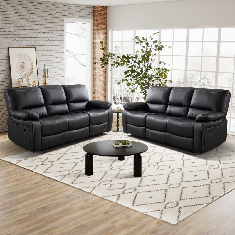 Ensemble de salon inclinable en cuir végétalien 81,5 po Vandon