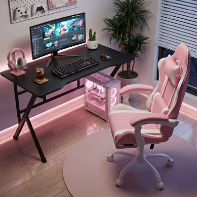 Ensemble de bureau et de chaise de jeu, table d'ordinateur en fibre de carbone avec fauteuil ergonomique réglable pour le bureau personnel