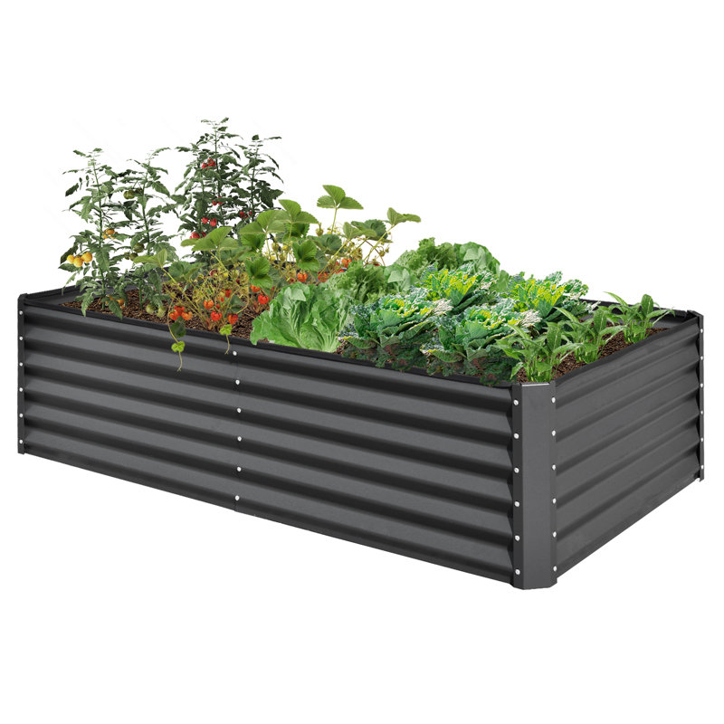 Lit de jardin surélevé galvanisé, 17.72" H x 70.87" W x 35.43" D, Gris foncé