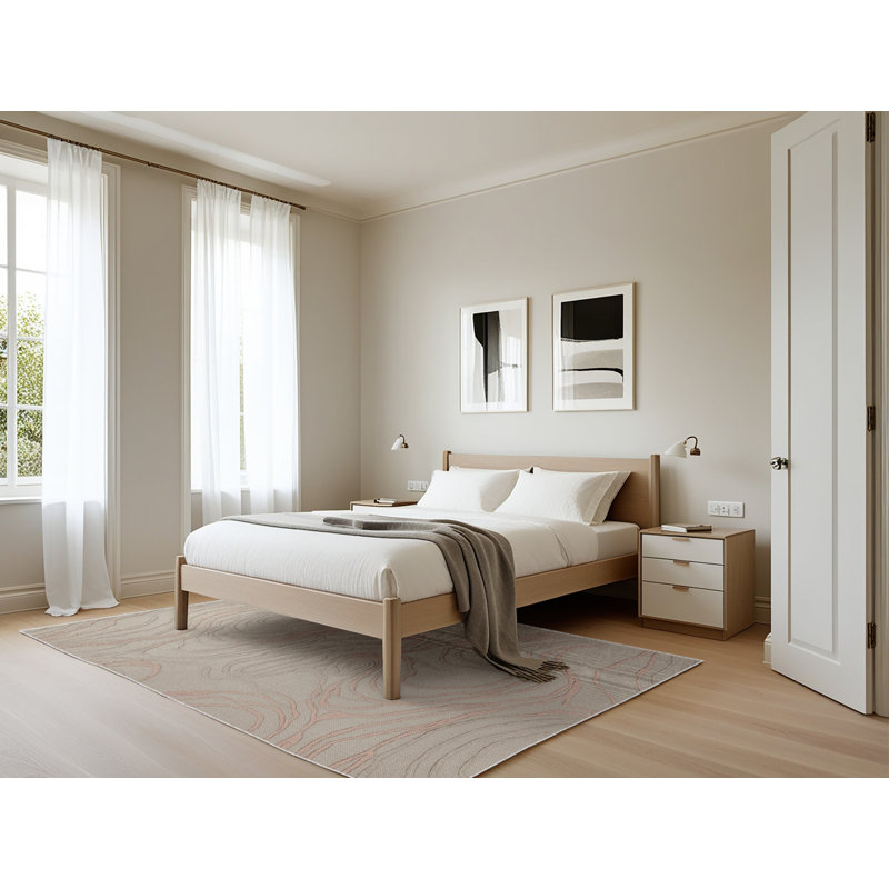 Tapis beige lavable à la machine, Rectangle 5 pi x 7 pi