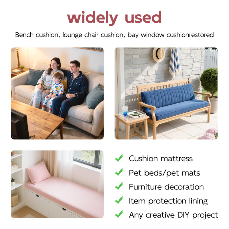 High Resilience Foam Sheet - Customizable DIY Cushion for Furniture, Pet Beds & Creative Projects, 72"x24"x1.18",White, 1.18"