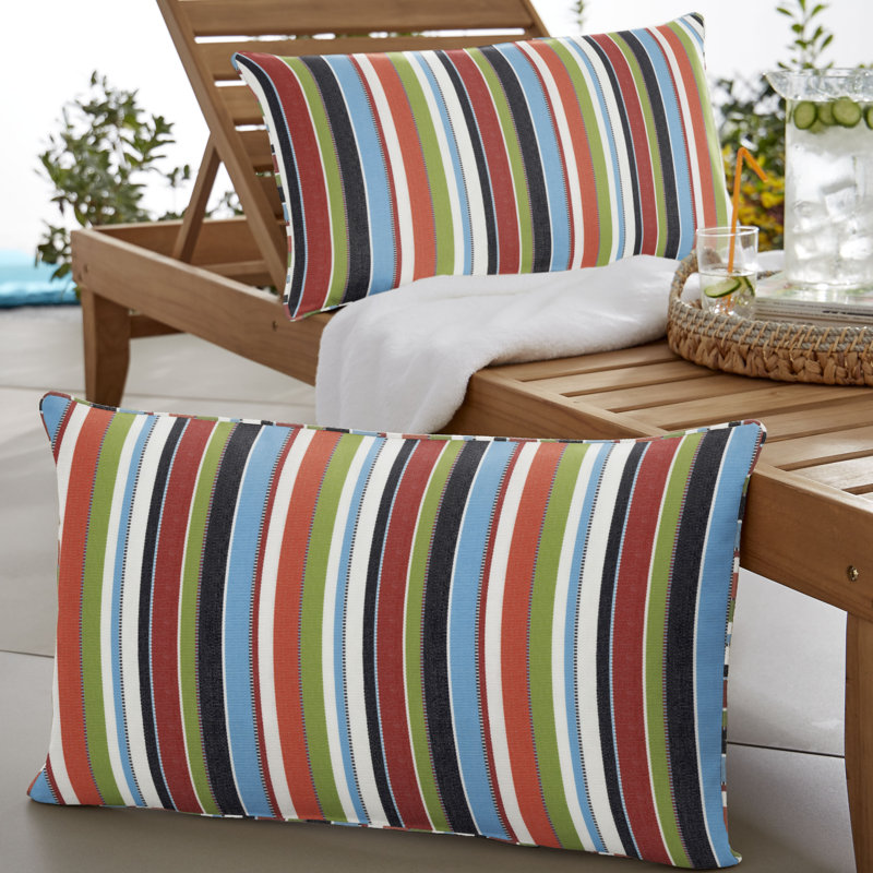 Alarise Striped Outdoor Reversible, 12"H x 24"W, Striped, Multicolor