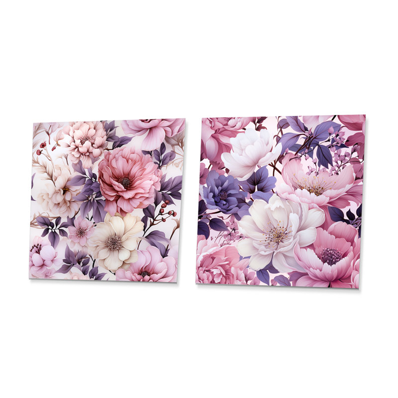Hafer - Ensemble de 2 carrés à motif floral en métal, H 16 po x l 32 po