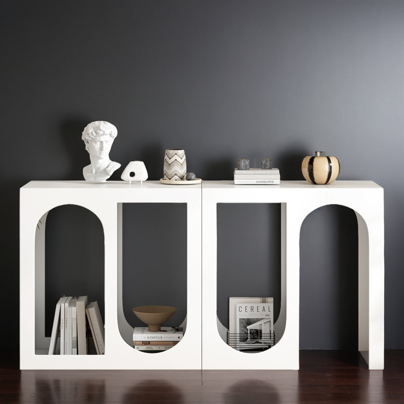 Console de 63 po pour le vestibule, Blanc / Blanc