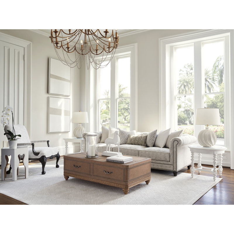 Villa Blanca Glass End Table, White;Buff