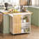 37.8" Wide Rolling Kitchen Island with Solid Wood Top