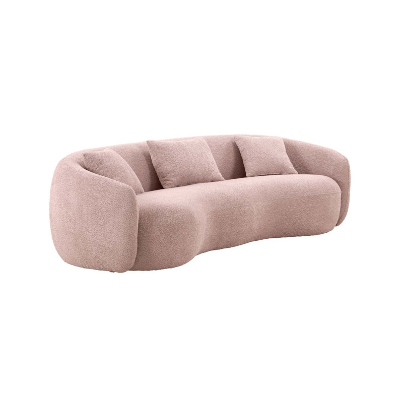 Yazgur 93.6" Curved Modern Upholstered Sofa, Pink Chenille