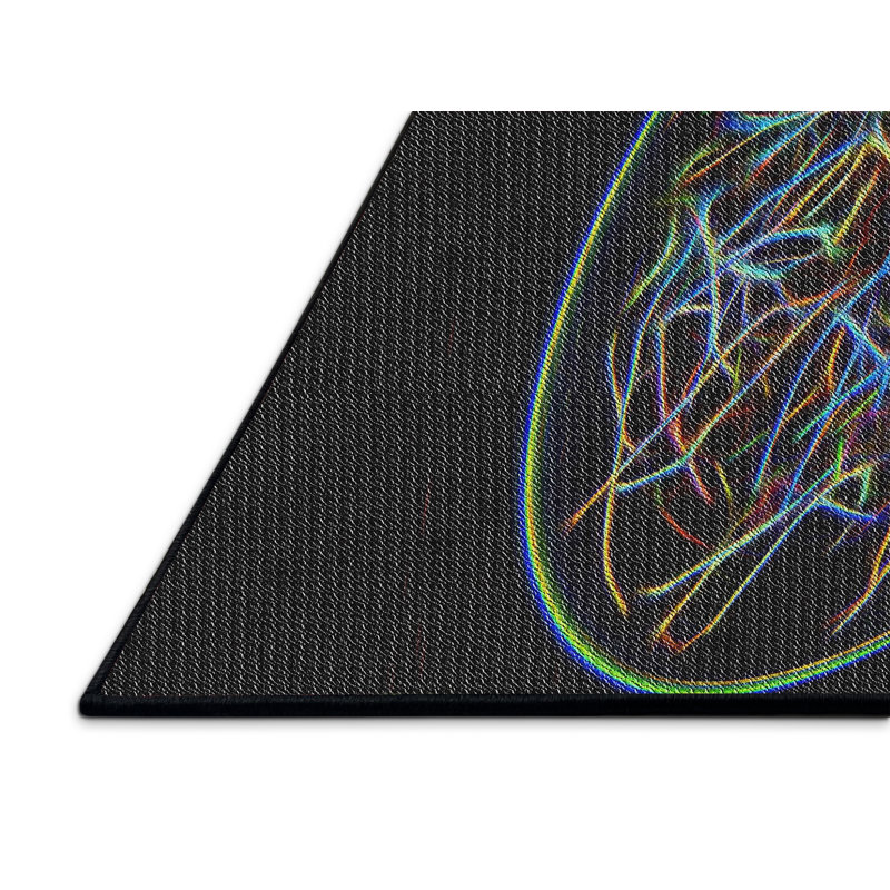 Tapis bleu/vert/noir à tisser électrique, Rectangle 3 pi x 5 pi