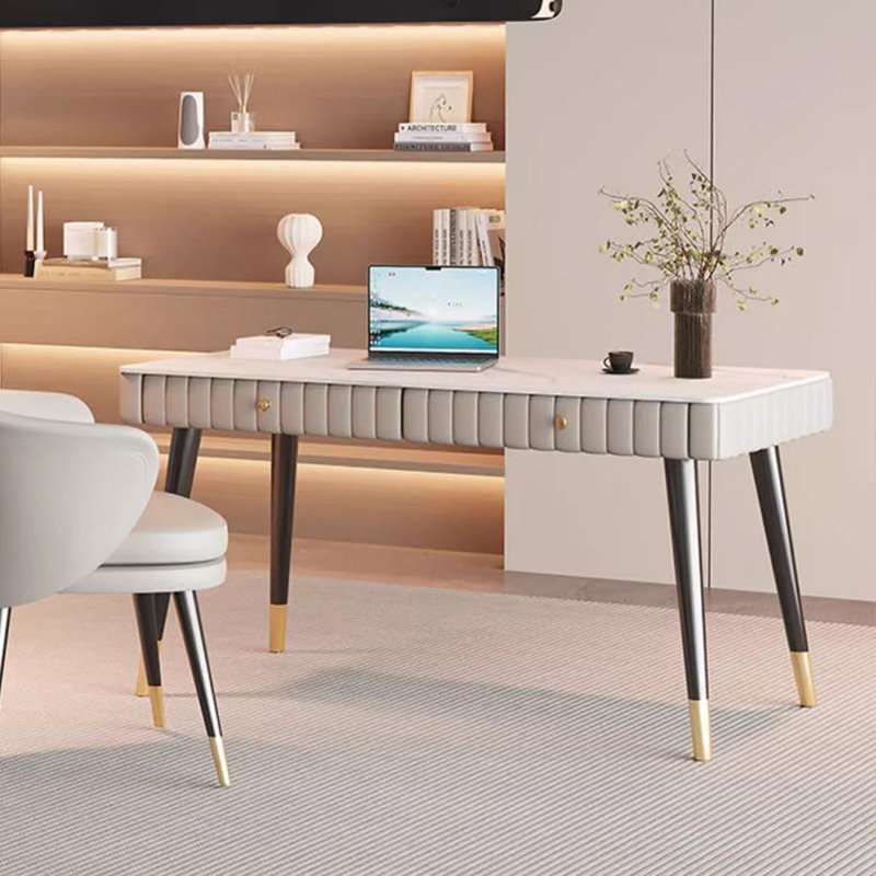 Bureau moderne moderne, H 29,53 po x l 55,12 po x P 23,62 po, Black; Gold; Gray; White