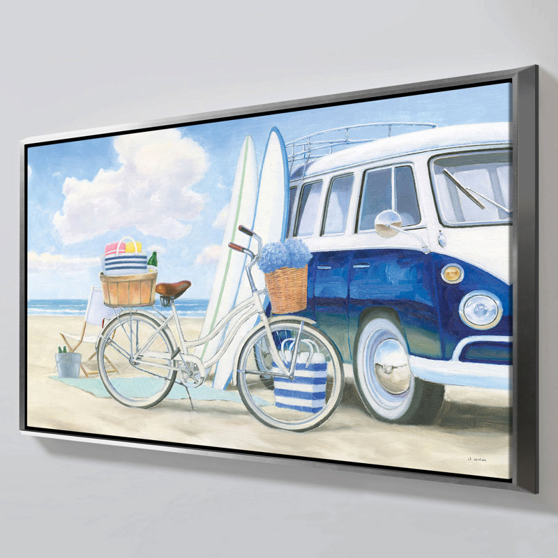 "Beach Time I" by James Wiens Print on Canvas in a  Floater Frame, Silver, 21.5" H x 33.5" W