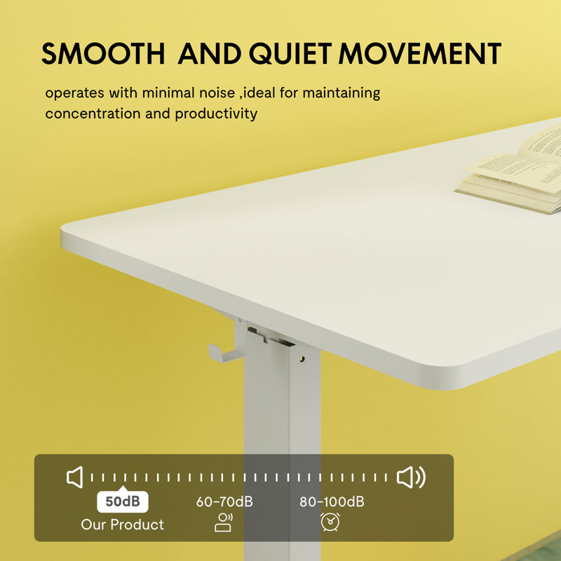 Bureau debout réglable Dojtcho Home Office, Blanc et blanc, H 47,6 po x l 40 po x P 24 po