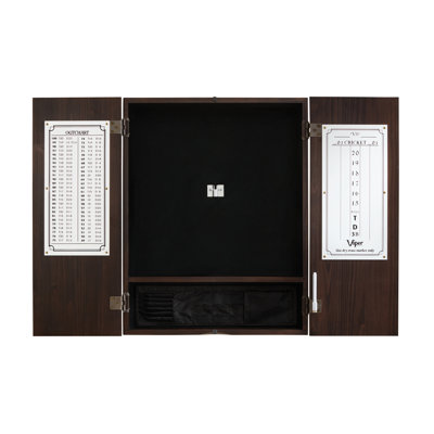 Viper Metropolitan Sisal Fiber Bristle Dartboard And Cabinet Bundle: Elite Set (Razorback Dartboard, Darts And Throw Line Light), Mahogany Finish