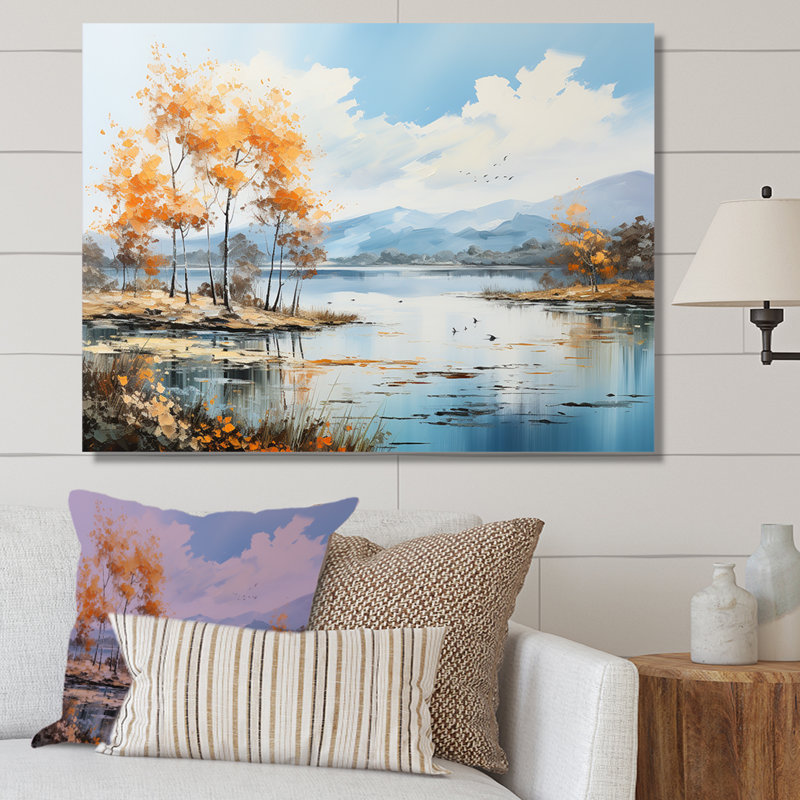 «Lakes Serenity Charm», reproduction d'art sur toile, Toile tendue, 12" H x 20" W