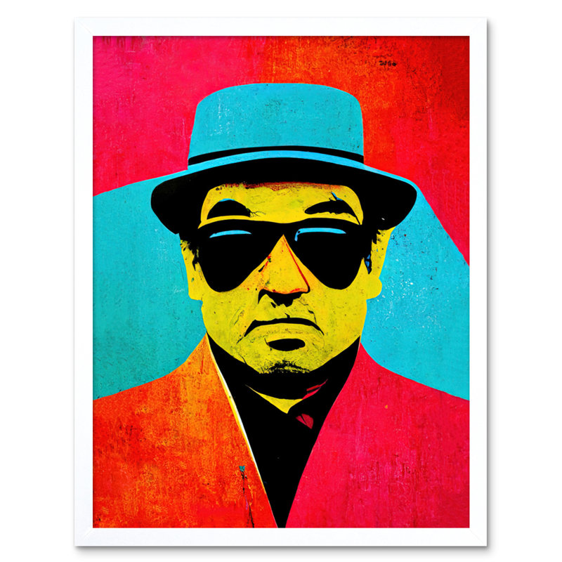 Pop Art Jazz Musician Sunglasses - Print, White Framed Unframed, 25.9cm H x 20.6cm W x 1.5cm D