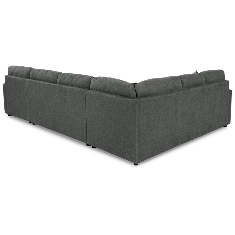 Canapé modulaire 3 pièces avec méridienne Nalan, Polyester gris, Orienté à droite