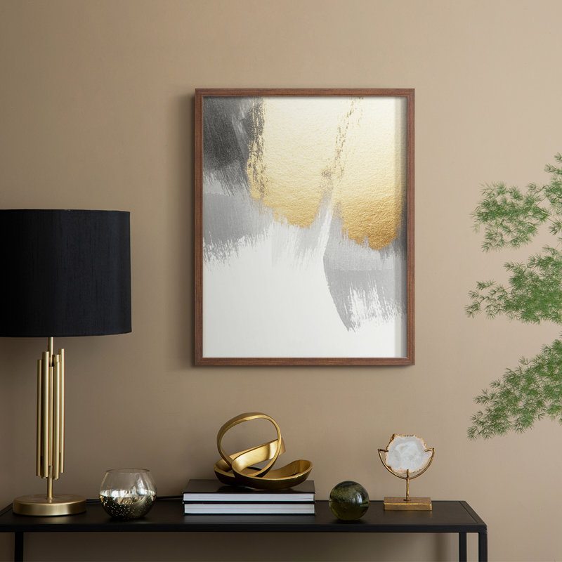 Abstrait, reproduction encadrée CDLI - prêt à être accroché , H 29 po x l 23 po, Brun