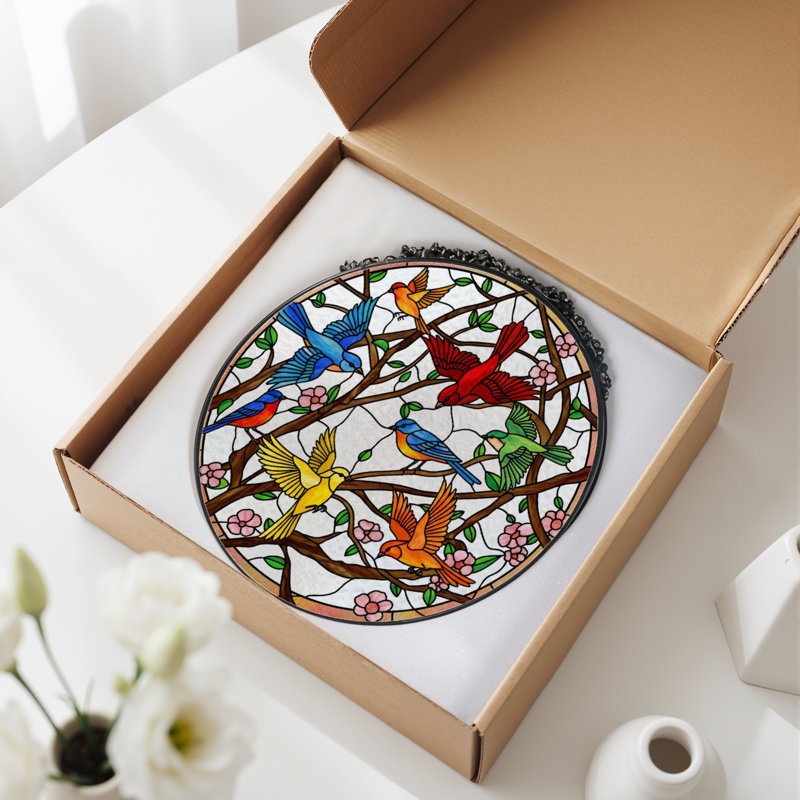 Vitrail de fenêtre en verre coloré 7,8 po, H 7,8 po x l 7,8 po