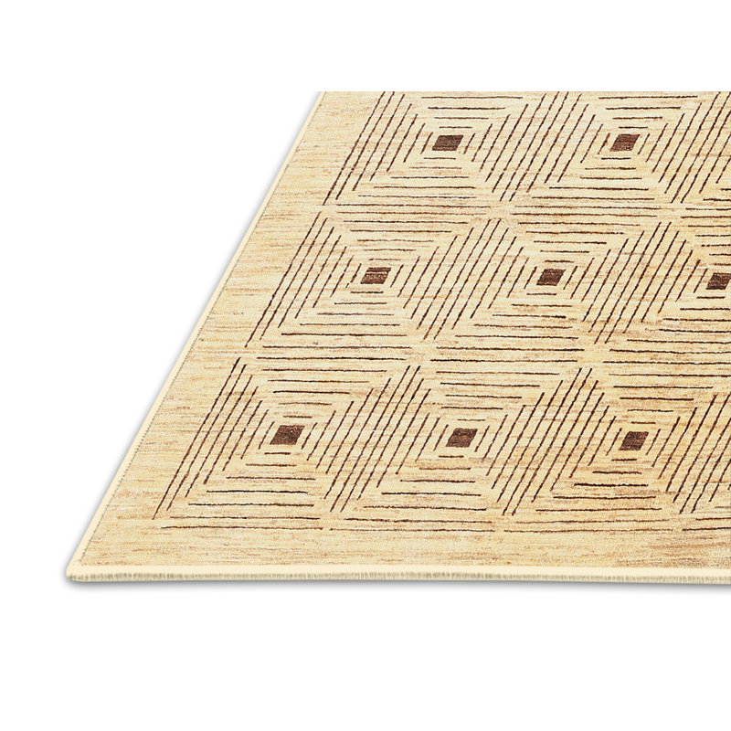 Tapis de zone crème contemporaine, Rectangle 7 pi x 10 pi