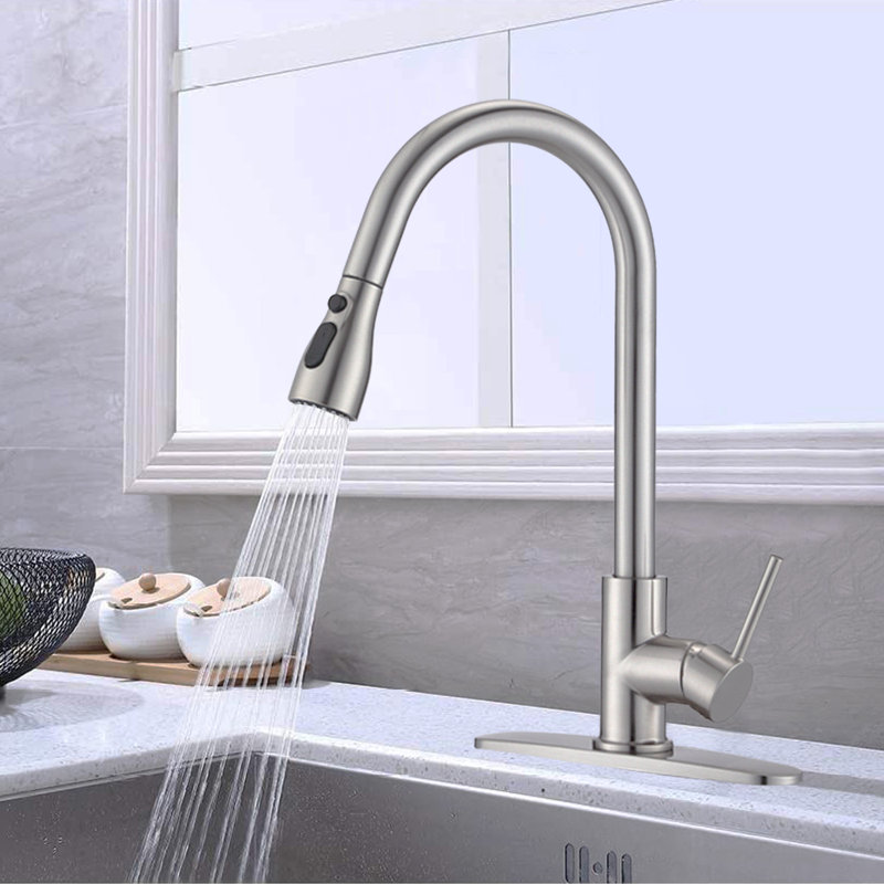 SOUEEUM Pull Down Kitchen Faucet, Brushed Nickel