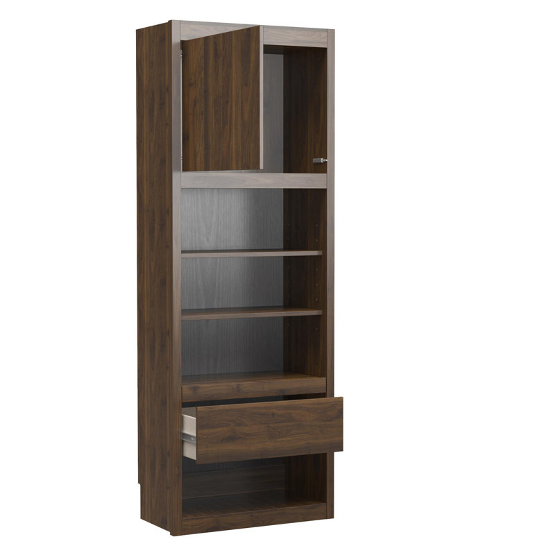 Wexford Murphy Bed with Side Cabinet Storage, Queen, Walnut