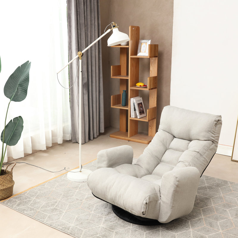 Chaise longue relaxante avec ressort intégré et base de jeu stable à 5 angles réglables avec rotation à 360 degrés