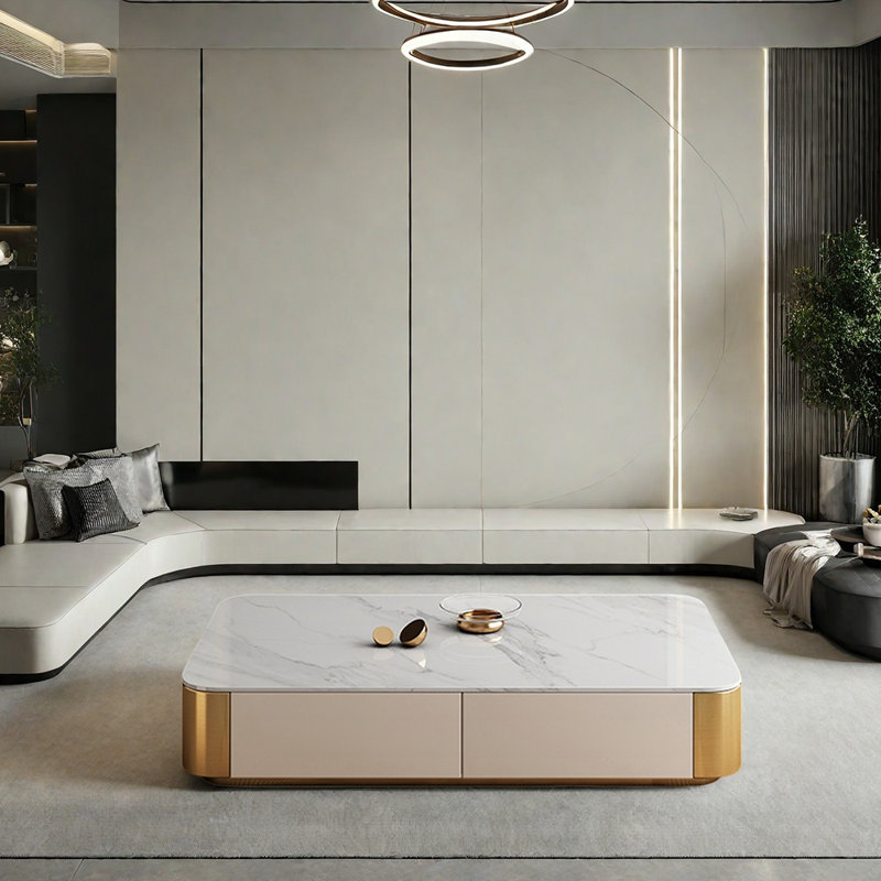 Table basse de style italien, Beige/or