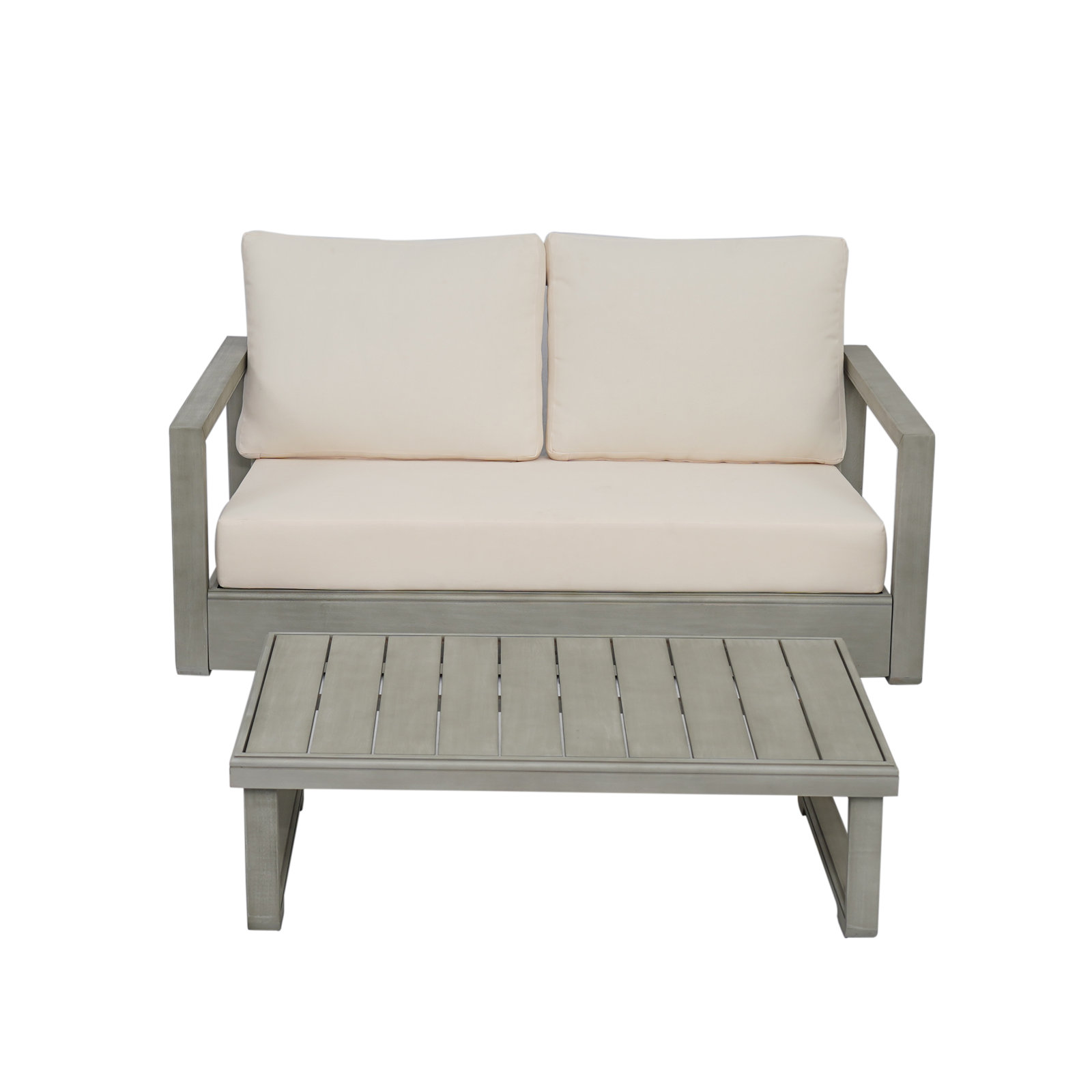 Donnie 2 Piece Seating Group with Cushions, Light Gray