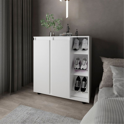 Houck Shoe Rack With 3 Side Tiers, Compact Storage For Shoes, Boots, And Accessories Organizer