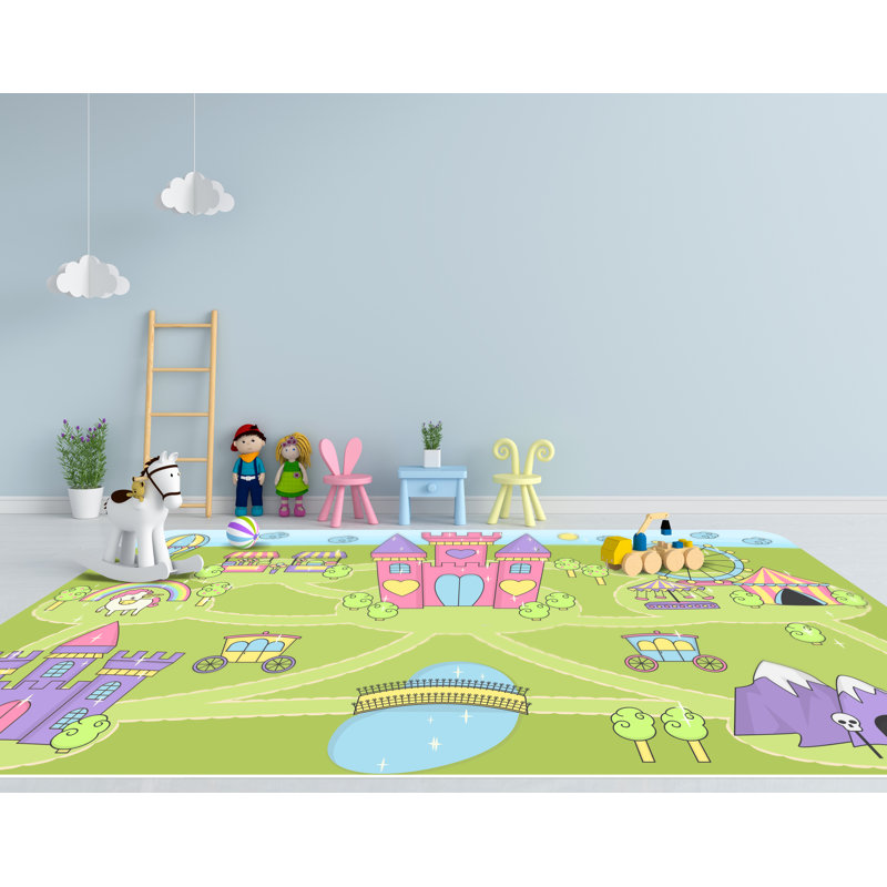 Akhira Vinyl Machine Printed 100cm X 178cm Area Rug