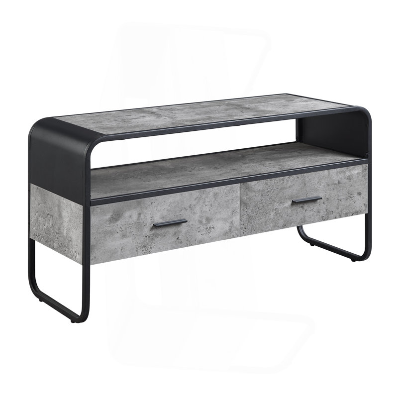 Meuble télé moderne et élégant avec finition noire et étagère avec tiroirs de rangement et meubles de salon de luxe gris béton