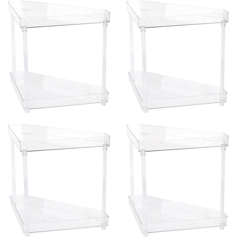  Élégant support de coin de meuble-lavabo de bureau en plastique Lucite à 2 niveaux, 1221-4