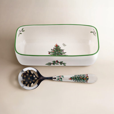 Spode Christmas Tree Cranberry Server