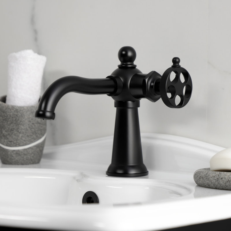 Robinet de salle de bain monotrou avec drain Wendell, Noir mat
