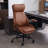 High-Quality PU Leather Office Chair with Premium Durable Construction, Silent Wheels, Easy Assembly, Brown-15962265