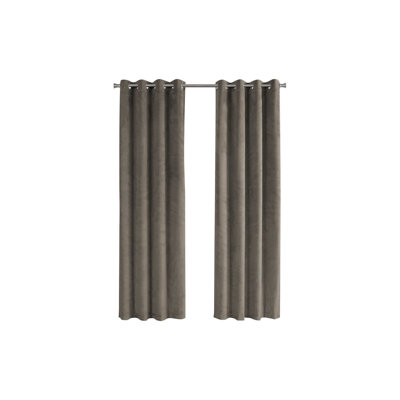 Set of 2 Taupe Room Darkening Curtain Panels, 52" x 84", Grommet Top Polyester Drapes