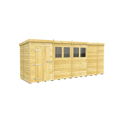 17ft x 5ft Pent Shed - Single Door with Windows