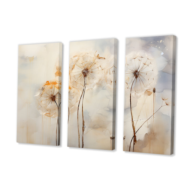 Minimalism Dandelion - Dandelion Canvas Art Set, 40" H x 60" W