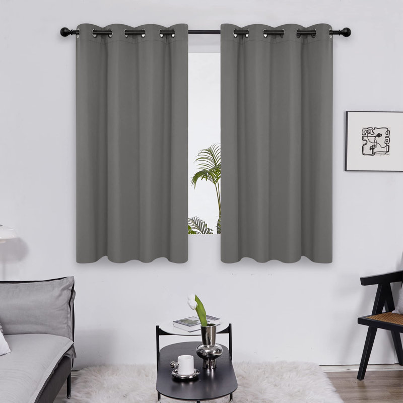 Thermal Insulated Room Darkening Grommet Curtain Panels (Set of 4), Light Gray, 52" W x 54" L