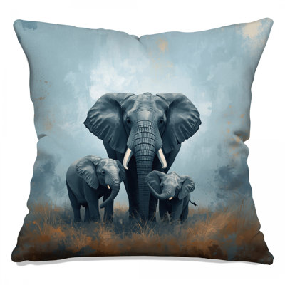 Coussins décoratifs Elephant Family In Grassland