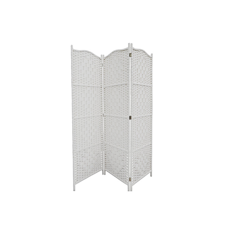 Paravent en bambou tissé 3 panneaux (Reese), Blanc
