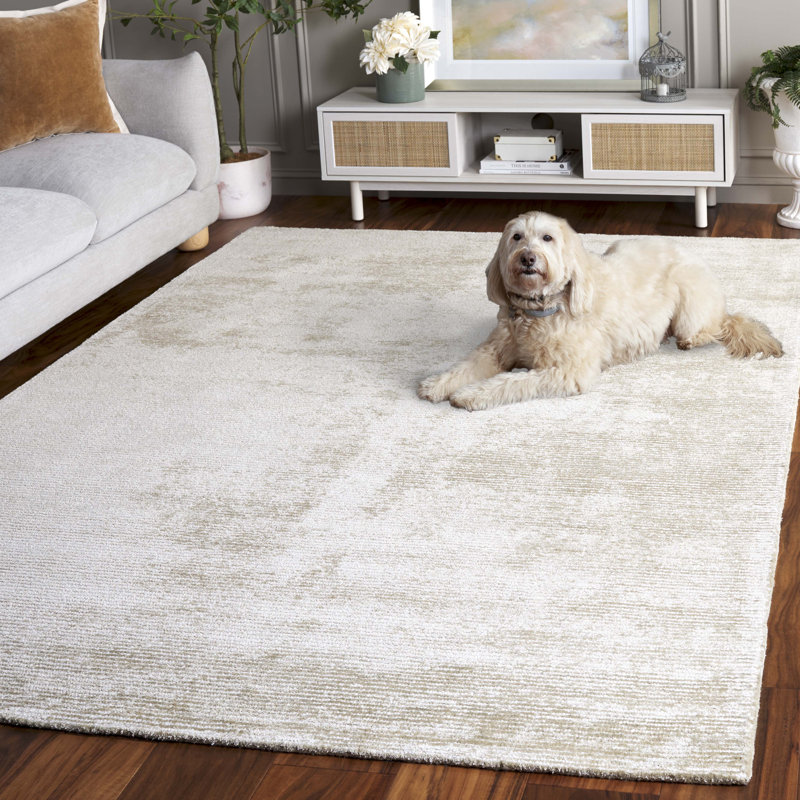 Riviera Hand Tufted Viscose/Wool/Cotton Solid Colour Rug in Sage, Rectangle 6' x 9'