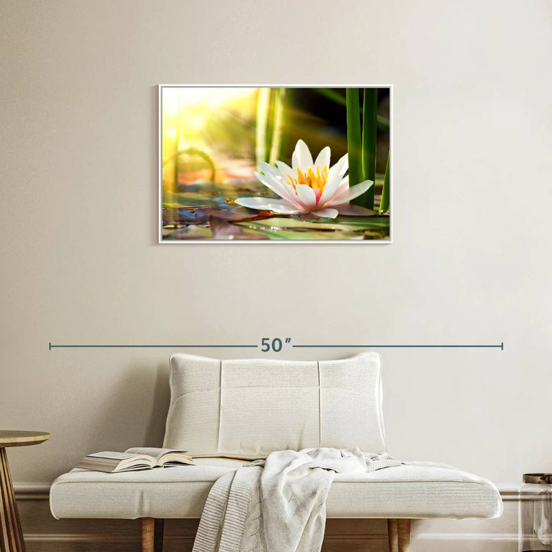 Nénuphar ensoleillé, Cadre flottant blanc, 31 po x 21 po