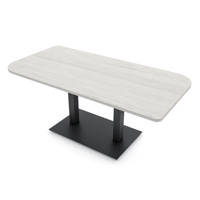 Ogren Duo Shaped Conference Table with Double Metal Post Base by Inbox Zero