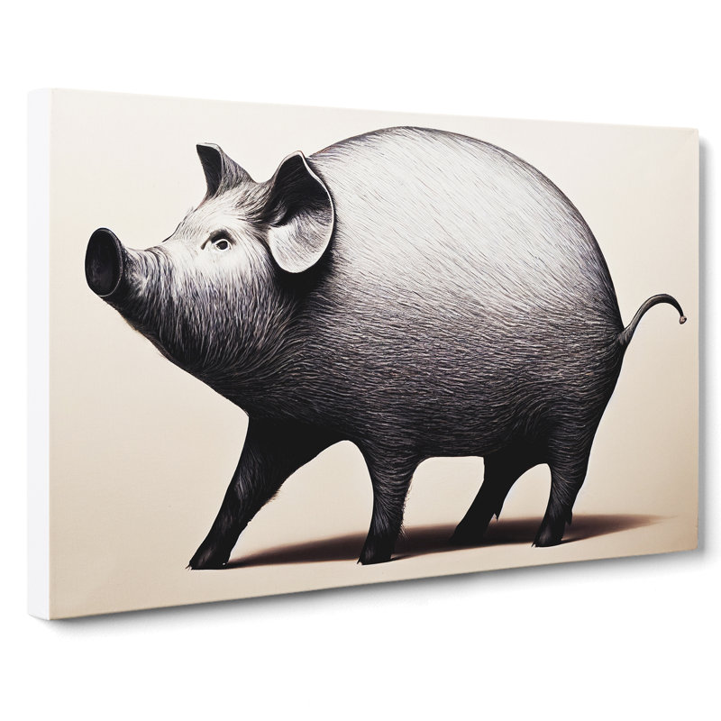 Pig Illustration - Wrapped Canvas, 40cm H x 60cm W