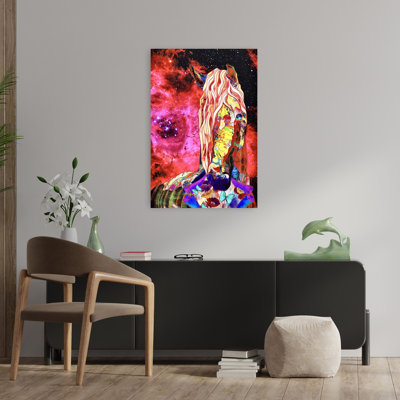 «Majestic Cosmic Horse», abstrait, papillon surréel coloré, paysage, art mural