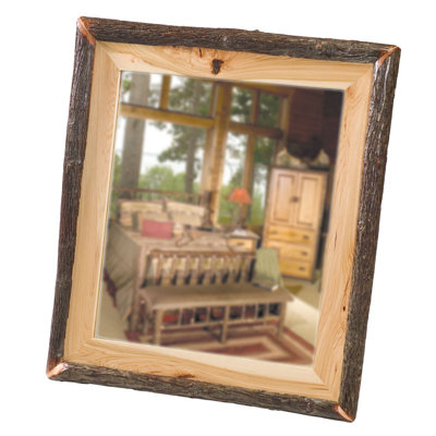 Miroir Fireside Lodge Hickory Log - avec verre - cannelle - l 32 po x H 36 po