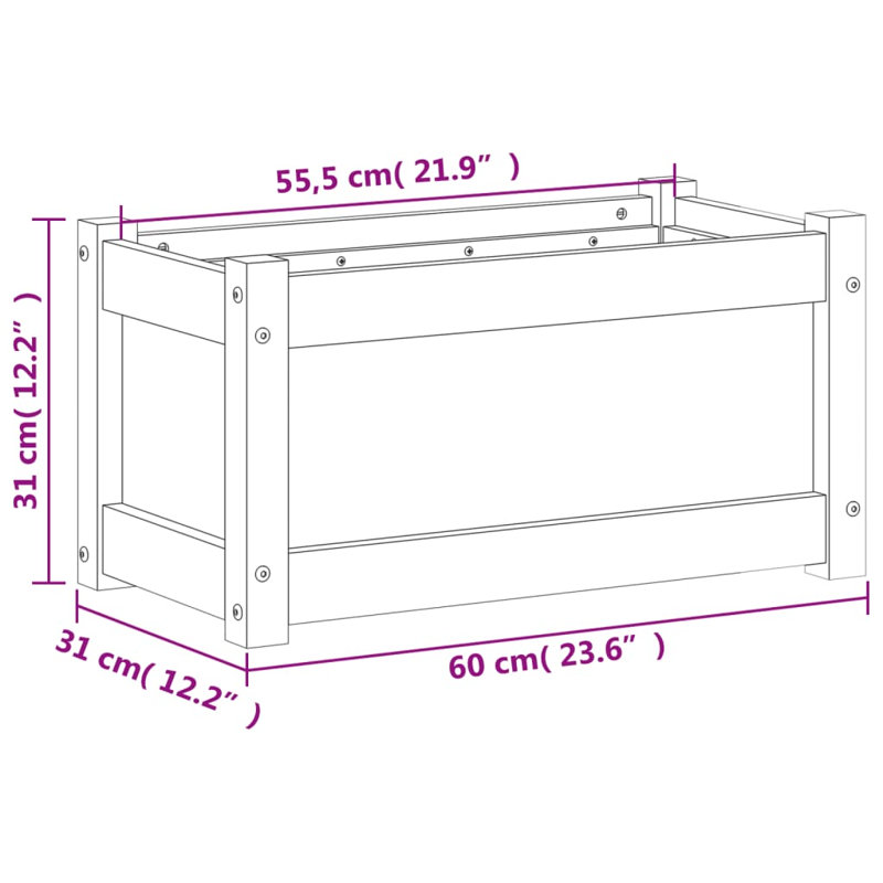 Wooden Kogut Flower Box, 12.20" H x 35.43" W x 12.20" D, 1, Natural Orange