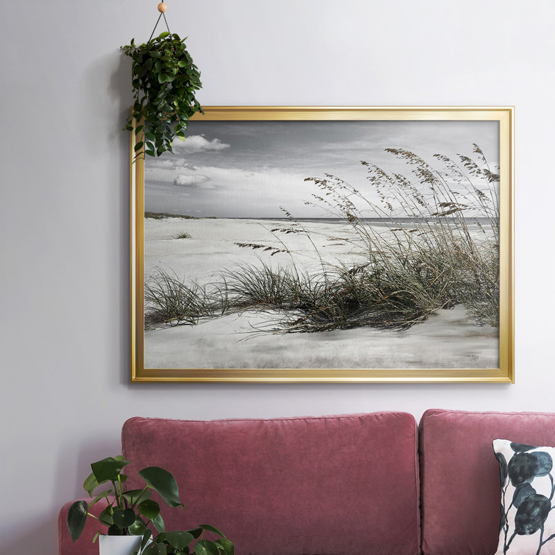«Neutral Sea Oats», toile tendue avec châssis, Or, H 26 po x l 38 po x P 1,5 po