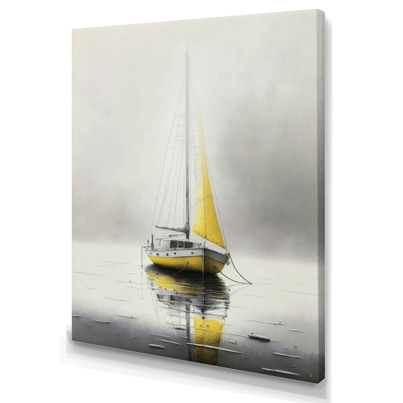 Bateau ancré I - art mural bateau côtier, H 20 po x l 12 po, Toile tendue