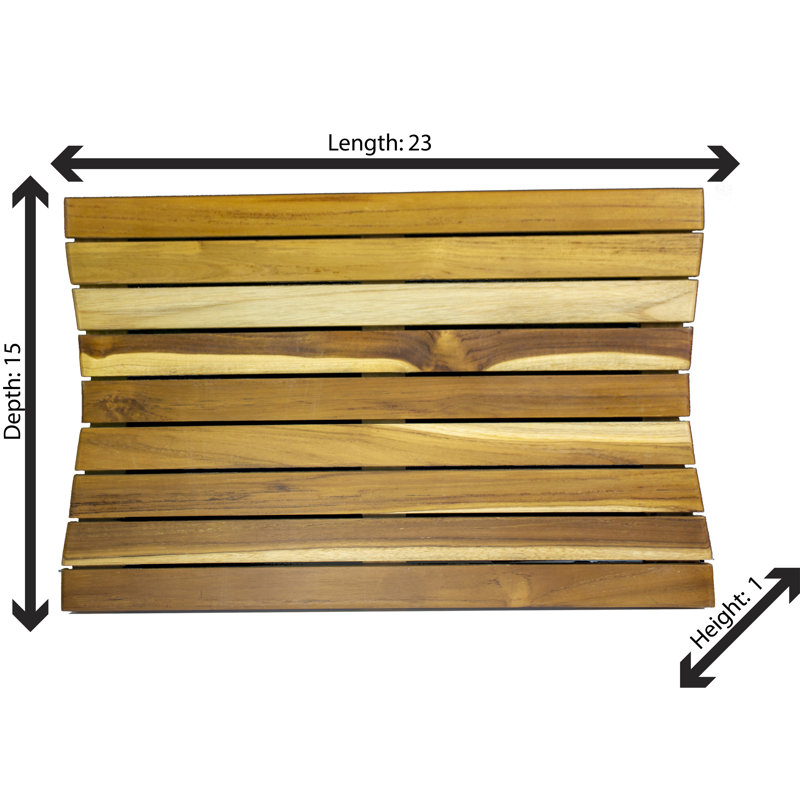 Earthy Teak 23" Non-Slip Wooden Bath Mat